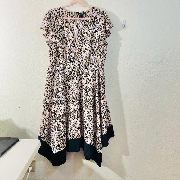 Lane Bryant Leopard Print Shark Hem Midi Dress 16 Pockets Occasional Vacay - Picture 2 of 12